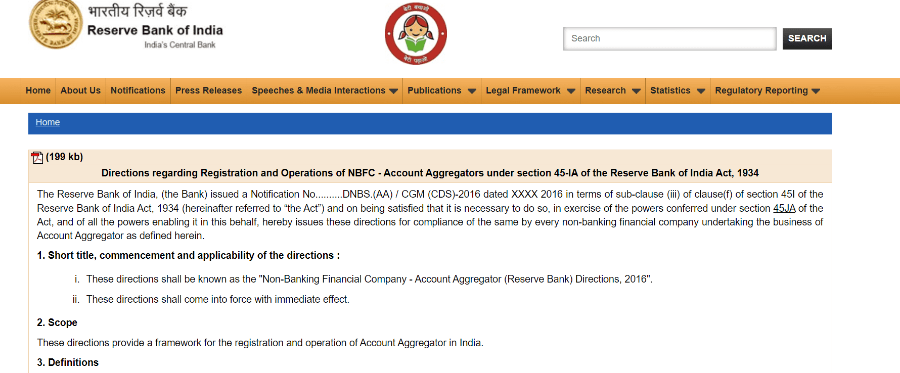 RBI Directions on Account Aggregator